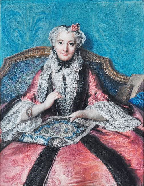 Portrait Of A Woman Sewing by Charles-Antoine Coypel IV