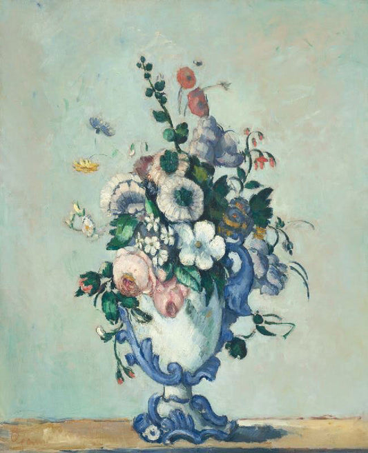 Flowers In A Rococo Vase by Paul Cézanne
