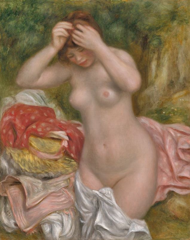 Bather Arranging Her Hair by Pierre Auguste Renoir