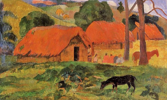 Three Huts, Tahiti by Paul Gauguin