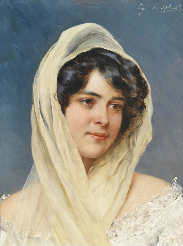 Portrait Of A Young Lady With Veil by Eugene de Blaas