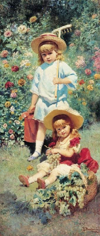 Portrait Of The Artist’S Children by Konstantin Yegorovich Makovsk