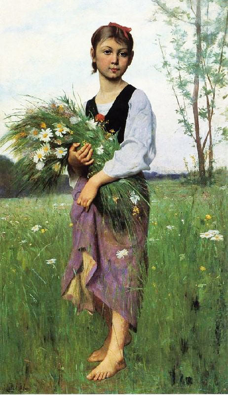 The Flower Picker by Francois Alfred Delobbe
