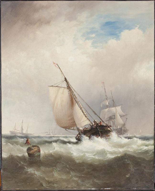 Shipping On The Delaware by Edward Moran