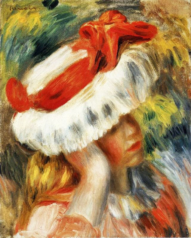 Young Girl With A Hat by Pierre Auguste Renoir