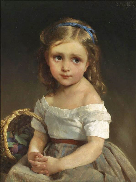 Girl With Basket Of Plums by Emile Munier