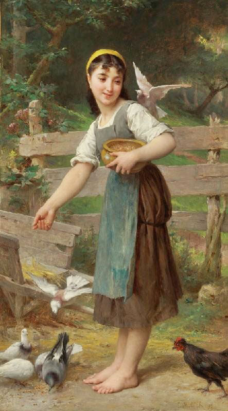 Feeding The Doves by Emile Munier