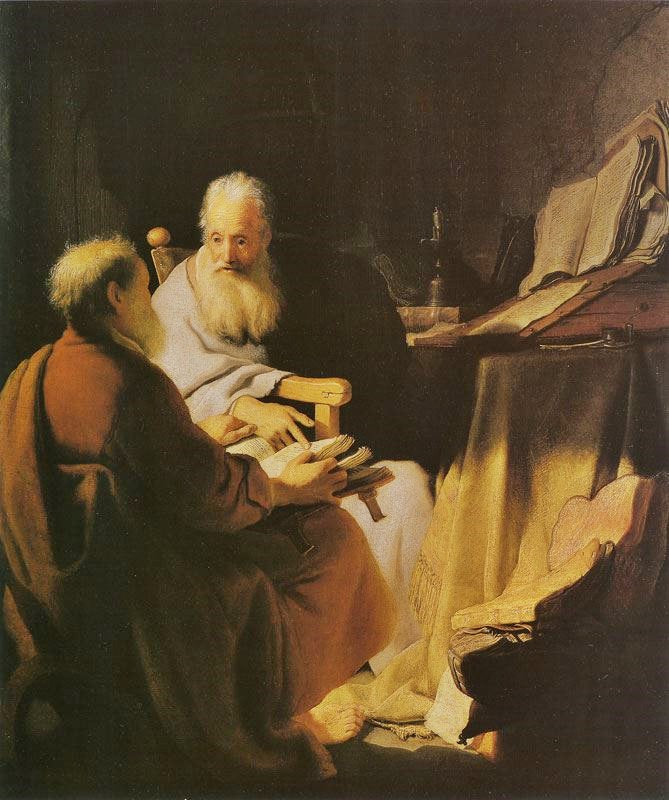 Two Old Men Disputing by Rembrandt van Rijn