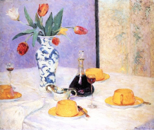 Tulips And Yellow Tea Service by Bernhard Gutmann