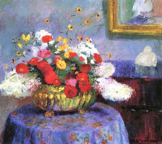 Still Life/Round Bowl With Flowers by Bernhard Gutmann