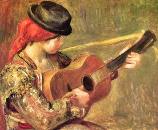 Young Woman With Guitar by Pierre Auguste Renoir