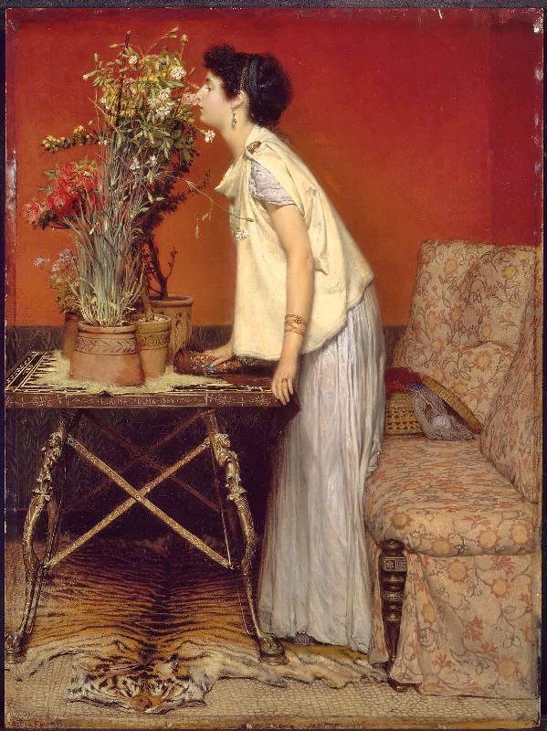 Woman And Flowers by Sir Lawrence Alma-Tadema