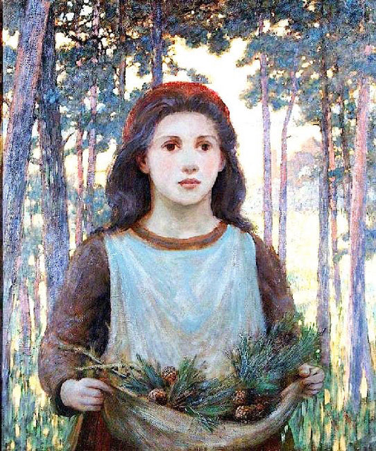 Girl Gathering Fir Cones by William Herbert Allen