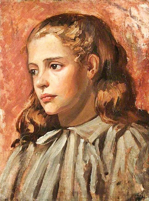 Portrait Of A Girl In A White Pinafore by William Herbert Allen