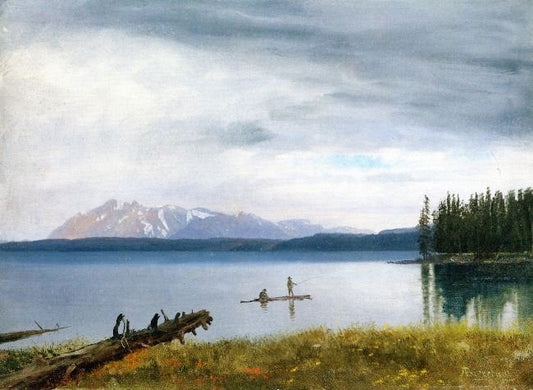 Fishing In Yellowstone Lake by Albert Bierstadt