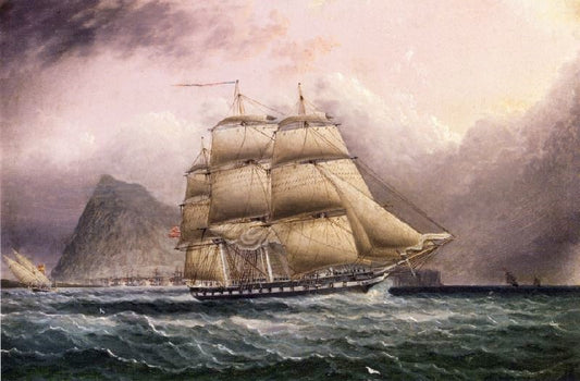 American Frigate Off Gilbraltar by James E. Buttersworth