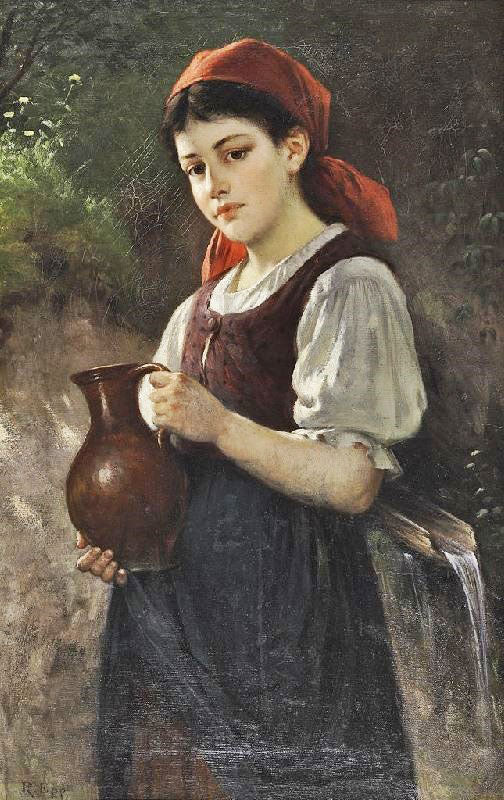Young Girl With A Jug by Rudolf Epp