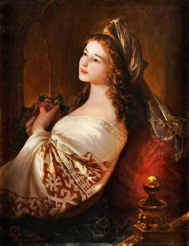 Young Russian Girl In National Dress by Leopold Pollak