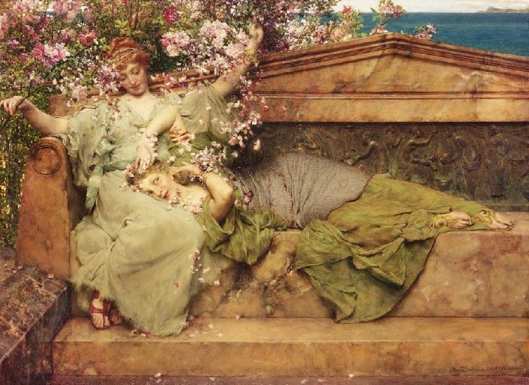 In A Rose Garden by Sir Lawrence Alma-Tadema
