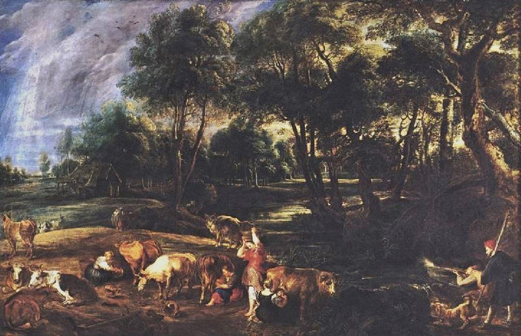 Landscape With Hunters, Cows And Wildfowl by Peter Paul Rubens