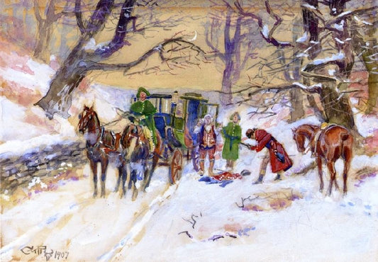 Holdup On The Boston Road by Charles Marion Russell
