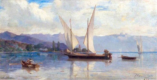 Lake Geneva With Sailing Boats by Francois Bocion