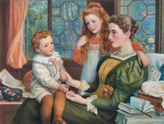 Mrs Norman Hill And Her Children by Arthur Hughes