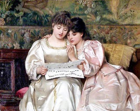 Two Girls Singing by Giovanni Costa