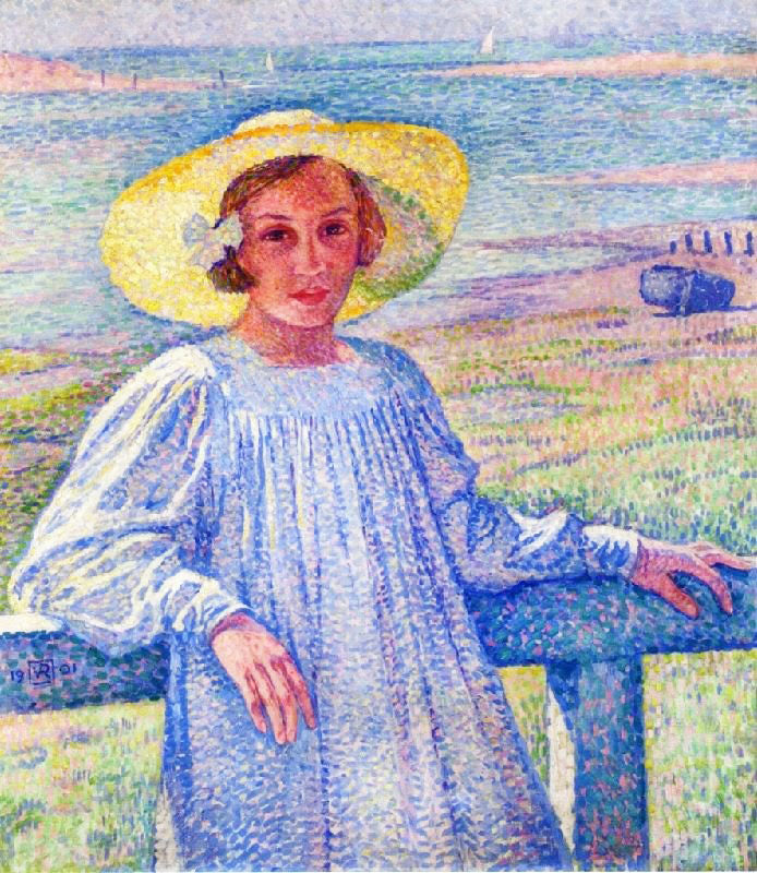 Young Girl In A Straw Hat by Theo van Rysselberghe