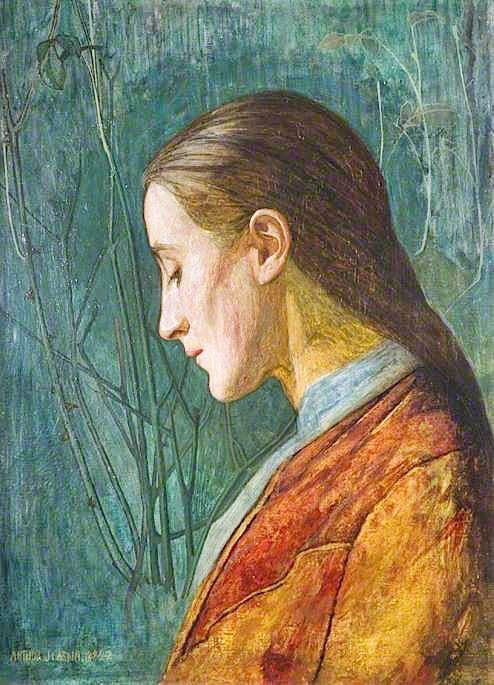 Portrait Of A Reflective Lady by Arthur Joseph Gaskin