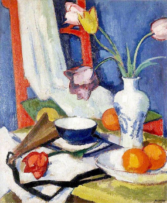 Still Life With Tulips And Oranges by Samuel John Peploe
