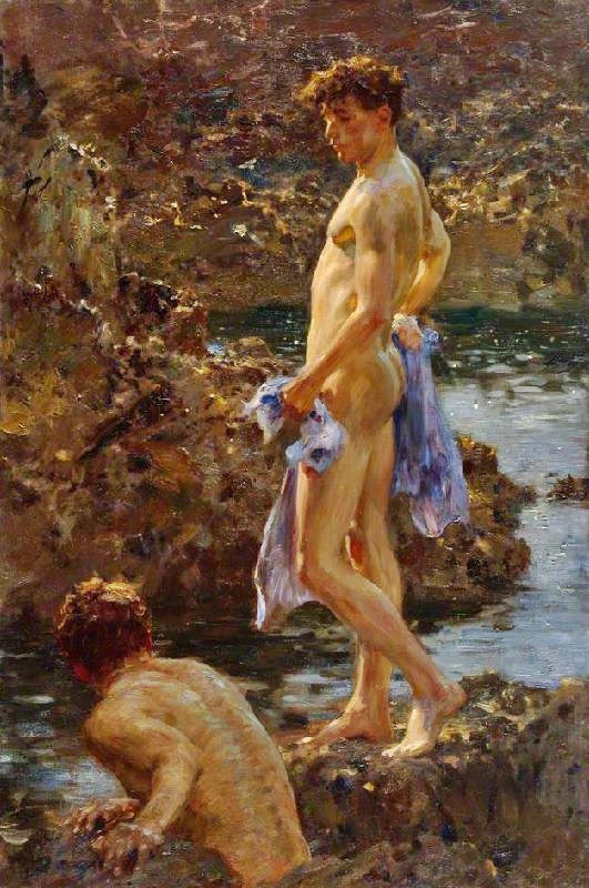 A Bathing Group by Henry Scott Tuke