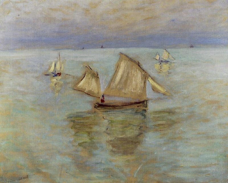 Fishing Boats At Pourville by Claude Oscar Monet