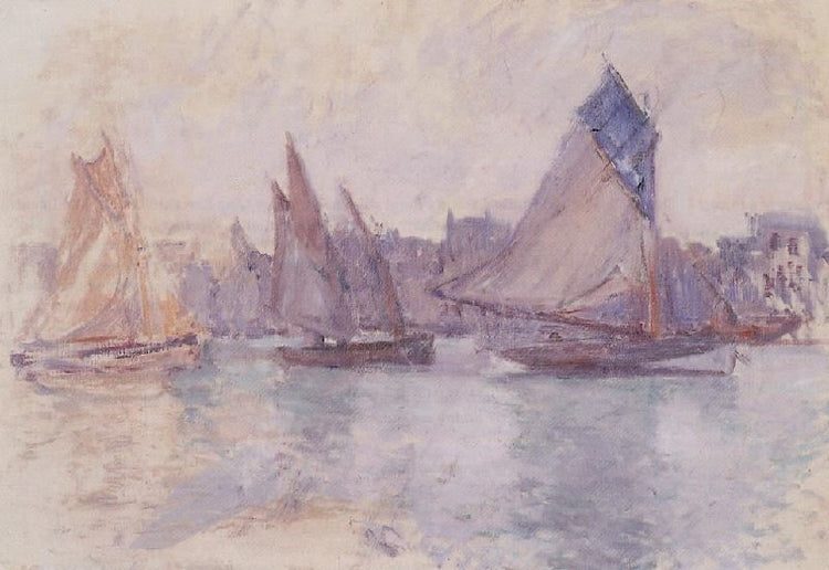 Boats In The Port Of Le Havre by Claude Oscar Monet