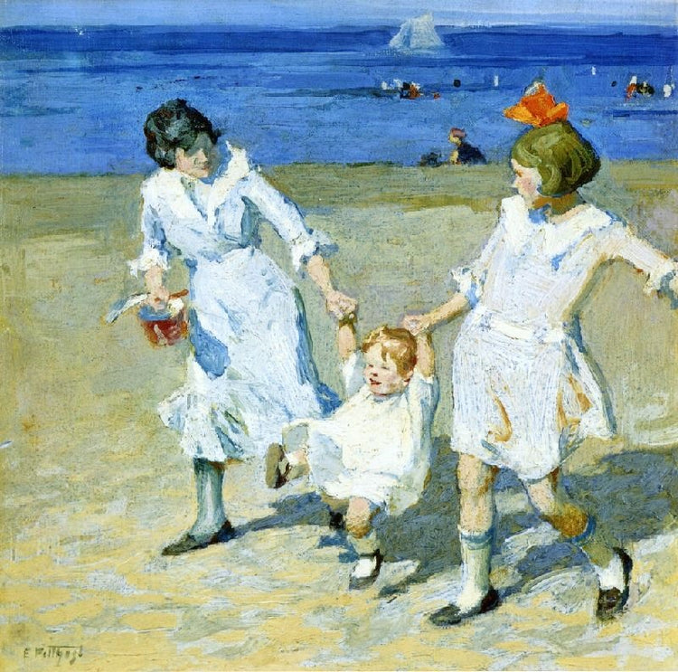 Two Females Swinging A Child by Edward Potthast