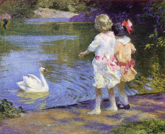 Children With A Swan by Edward Potthast