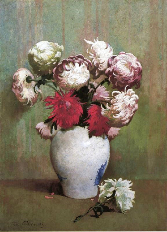 Chrysanthemums In A Canton Vase by Emil Carlsen