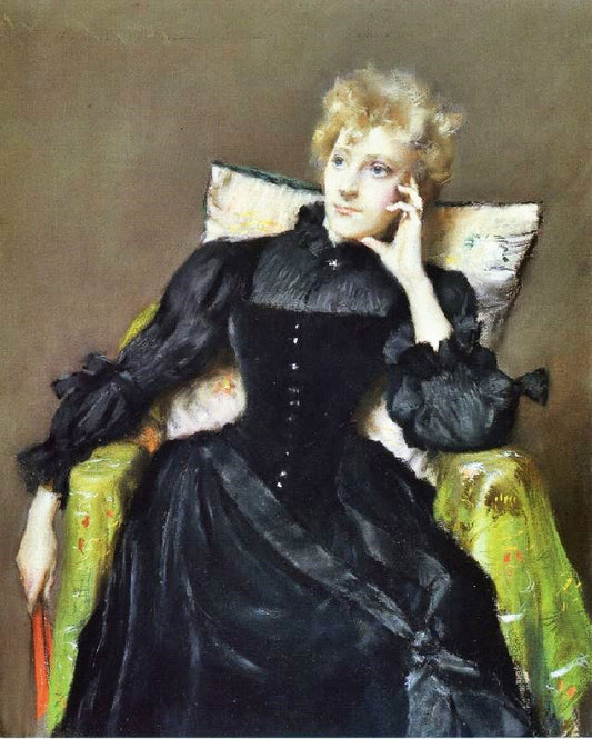 Seated Woman In Black Dress by William Merritt Chase