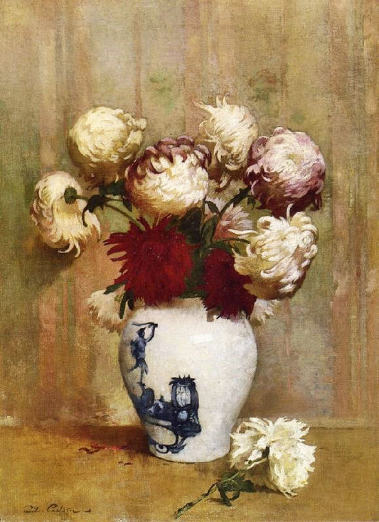 Mums In An Oriental Vase by Emil Carlsen