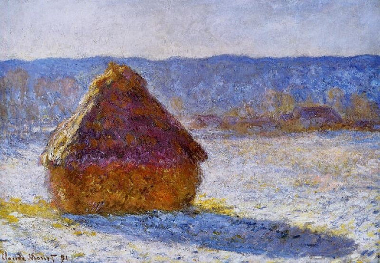Grainstack In The Morning, Snow Effect by Claude Oscar Monet