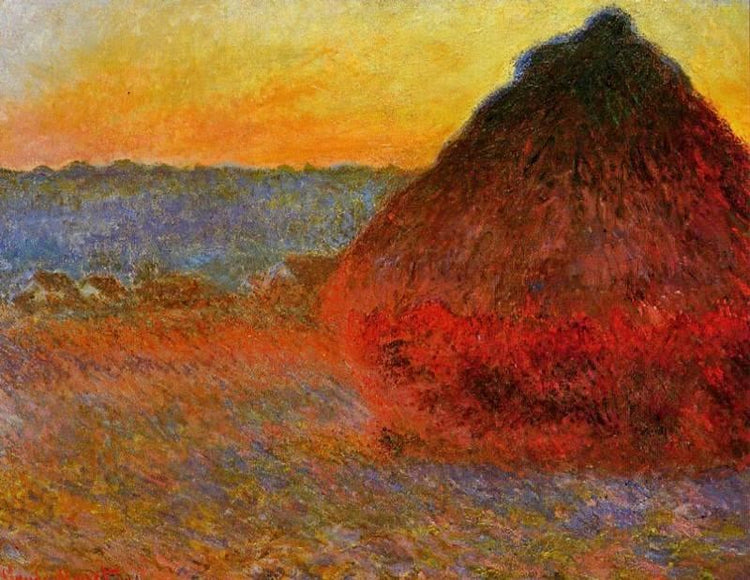 Grainstack, Impression In Pinks And Blues by Claude Oscar Monet
