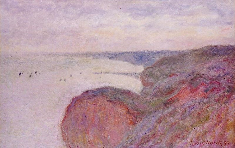 On The Cliff Near Dieppe, Overcast Skies by Claude Oscar Monet