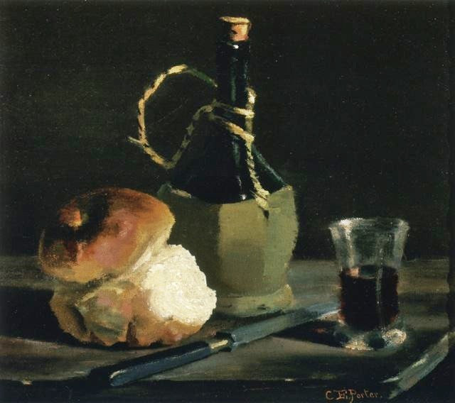 Still Life With Bread And Wine Bottle by Charles Ethan Porter