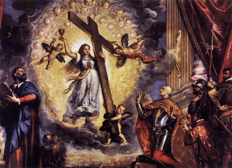 Doge Antonio Grimani Kneeling Before The Faith by Titian