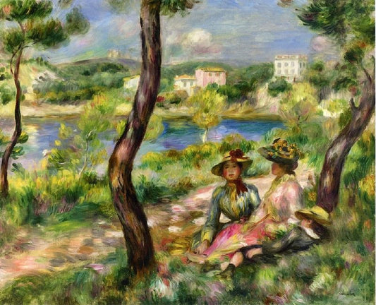 Beaulieu, Women And Little Boy by Pierre Auguste Renoir