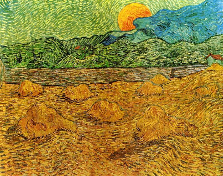 Evening Landscape With Rising Moon by Vincent van Gogh