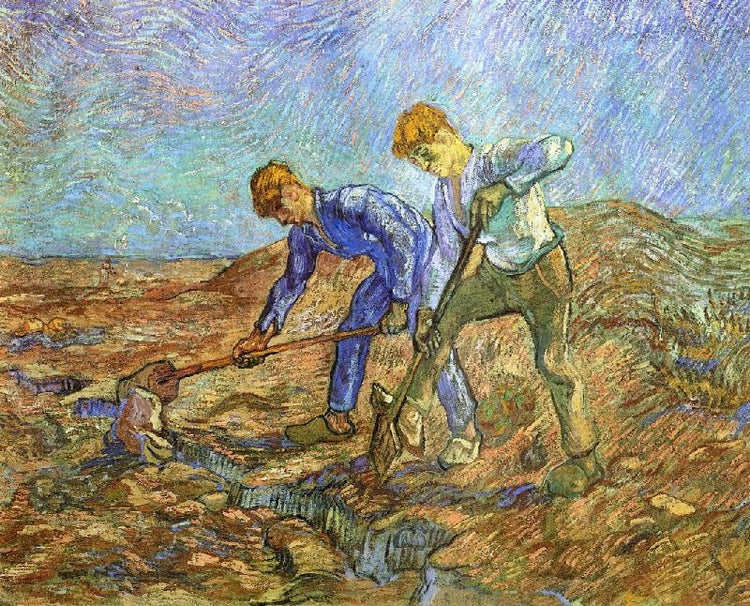 Two Peasants Diging, After Millet by Vincent van Gogh