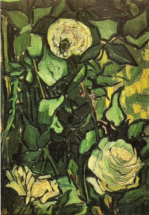 Roses And Beetle by Vincent van Gogh