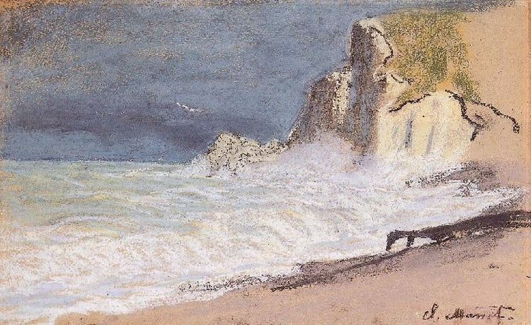 Étretat, Amont Cliff, Rough Weather by Claude Oscar Monet