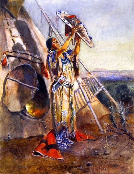 Sun Worship In Montana by Charles Marion Russell